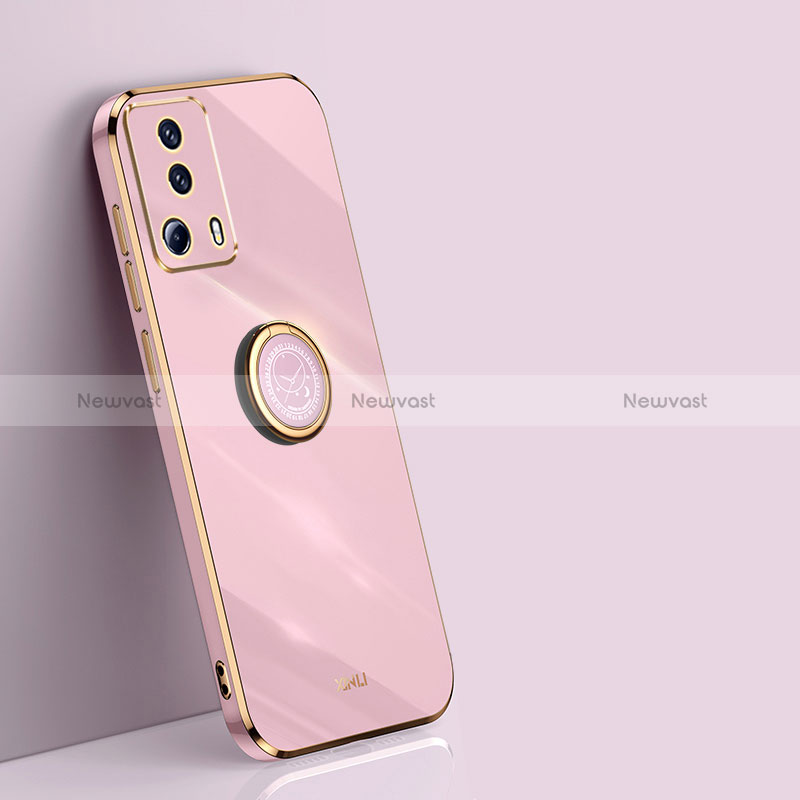 Ultra-thin Silicone Gel Soft Case Cover with Magnetic Finger Ring Stand XL1 for Xiaomi Civi 2 5G Pink