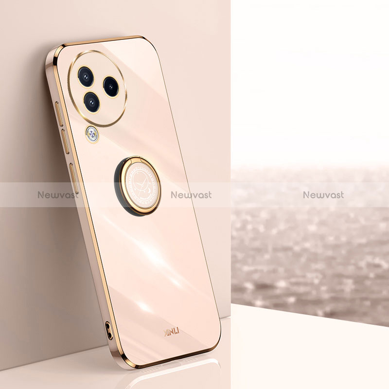 Ultra-thin Silicone Gel Soft Case Cover with Magnetic Finger Ring Stand XL1 for Xiaomi Civi 3 5G Rose Gold