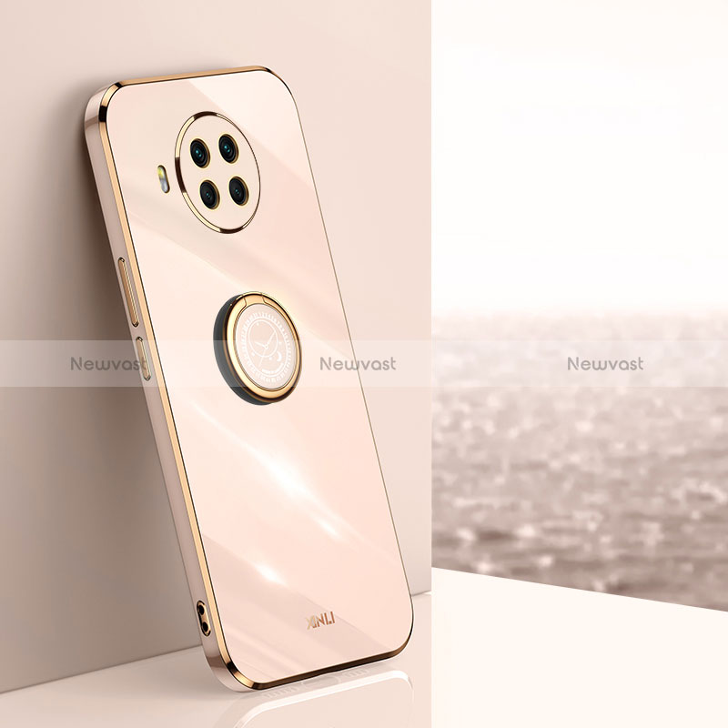 Ultra-thin Silicone Gel Soft Case Cover with Magnetic Finger Ring Stand XL1 for Xiaomi Mi 10i 5G Gold