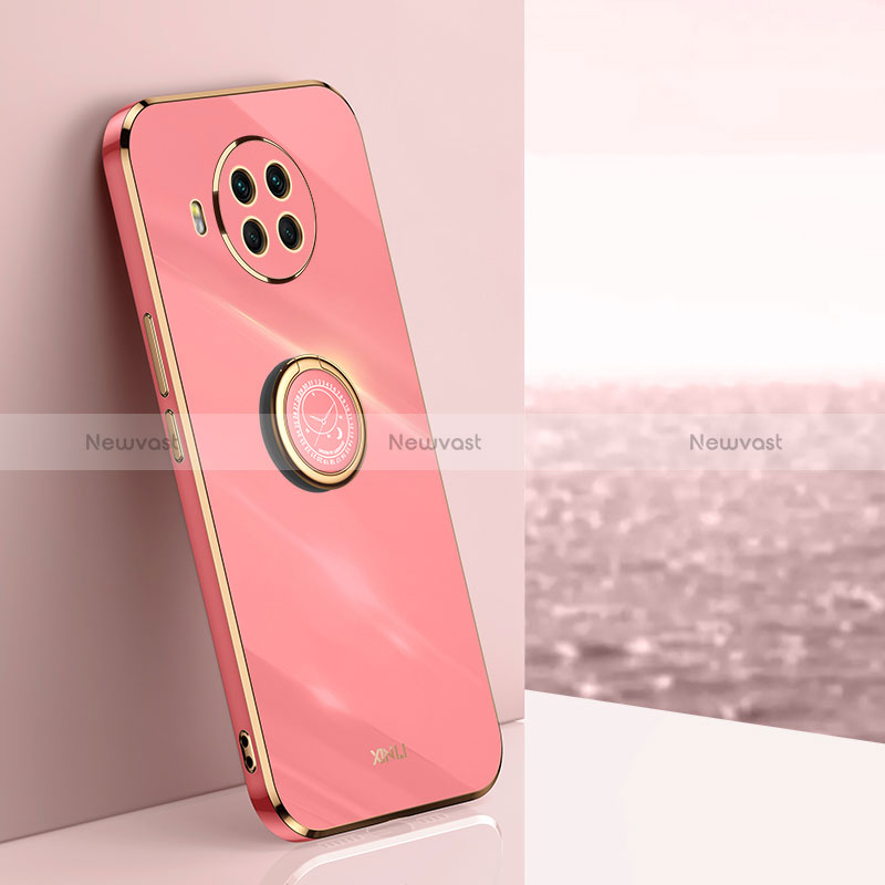 Ultra-thin Silicone Gel Soft Case Cover with Magnetic Finger Ring Stand XL1 for Xiaomi Mi 10i 5G Hot Pink