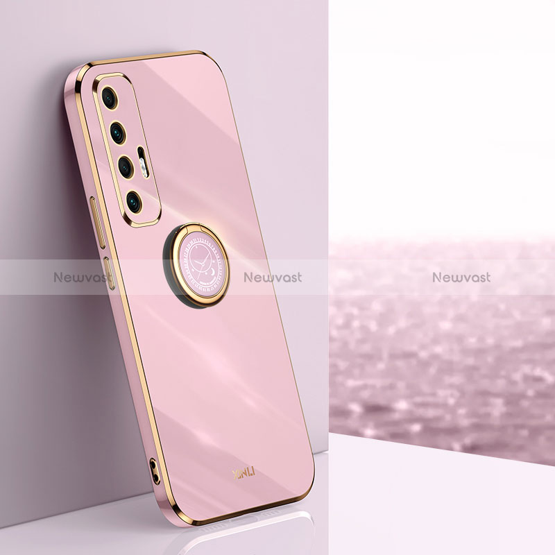 Ultra-thin Silicone Gel Soft Case Cover with Magnetic Finger Ring Stand XL1 for Xiaomi Mi 10S 5G