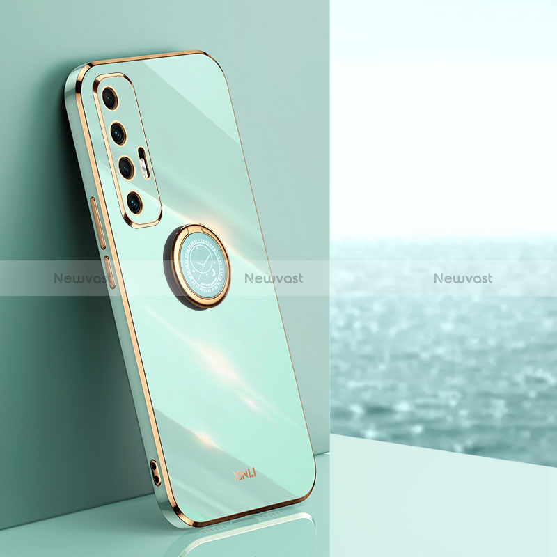 Ultra-thin Silicone Gel Soft Case Cover with Magnetic Finger Ring Stand XL1 for Xiaomi Mi 10S 5G