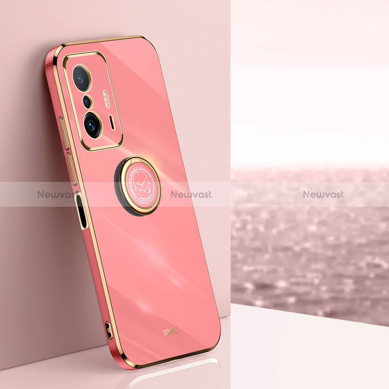 Ultra-thin Silicone Gel Soft Case Cover with Magnetic Finger Ring Stand XL1 for Xiaomi Mi 11T 5G