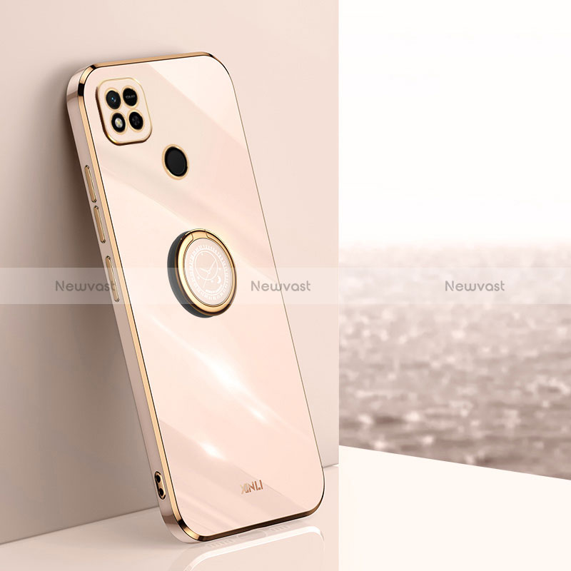 Ultra-thin Silicone Gel Soft Case Cover with Magnetic Finger Ring Stand XL1 for Xiaomi POCO C31 Gold