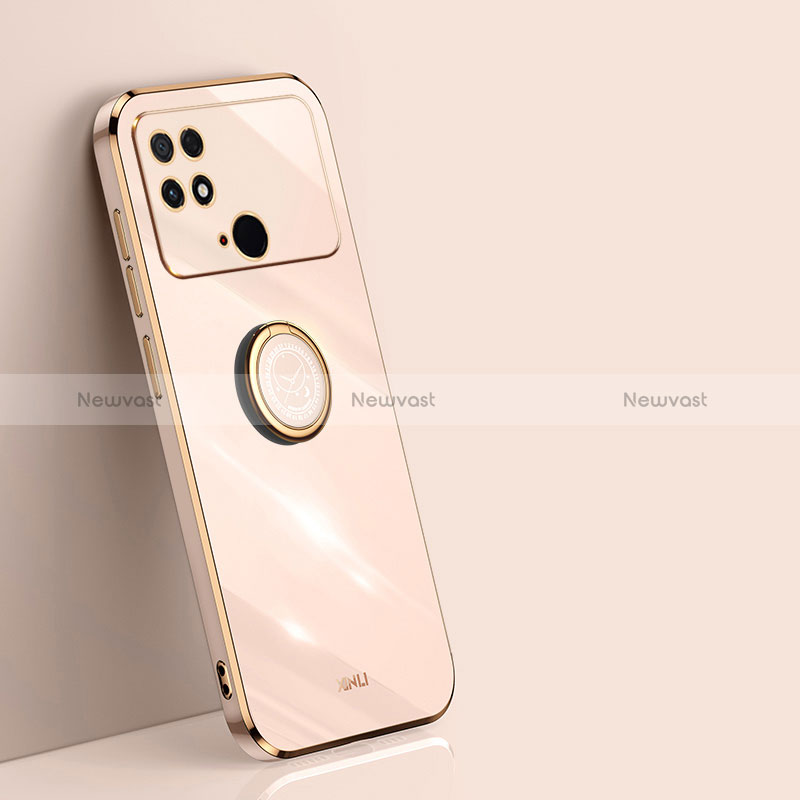 Ultra-thin Silicone Gel Soft Case Cover with Magnetic Finger Ring Stand XL1 for Xiaomi Poco C40 Gold