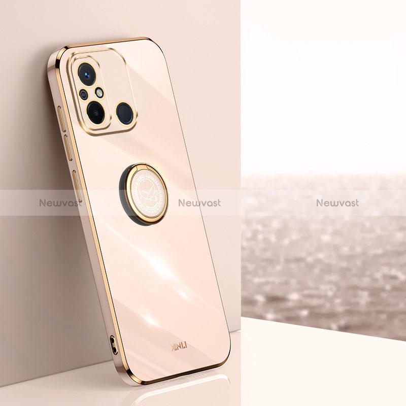 Ultra-thin Silicone Gel Soft Case Cover with Magnetic Finger Ring Stand XL1 for Xiaomi Poco C55 Gold