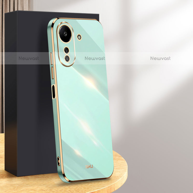 Ultra-thin Silicone Gel Soft Case Cover with Magnetic Finger Ring Stand XL1 for Xiaomi Poco C65 Green