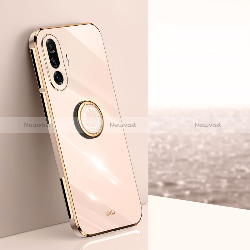 Ultra-thin Silicone Gel Soft Case Cover with Magnetic Finger Ring Stand XL1 for Xiaomi Poco F3 GT 5G Gold