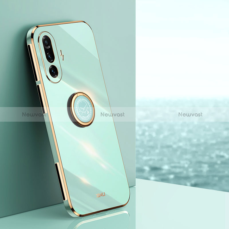 Ultra-thin Silicone Gel Soft Case Cover with Magnetic Finger Ring Stand XL1 for Xiaomi Poco F3 GT 5G Green