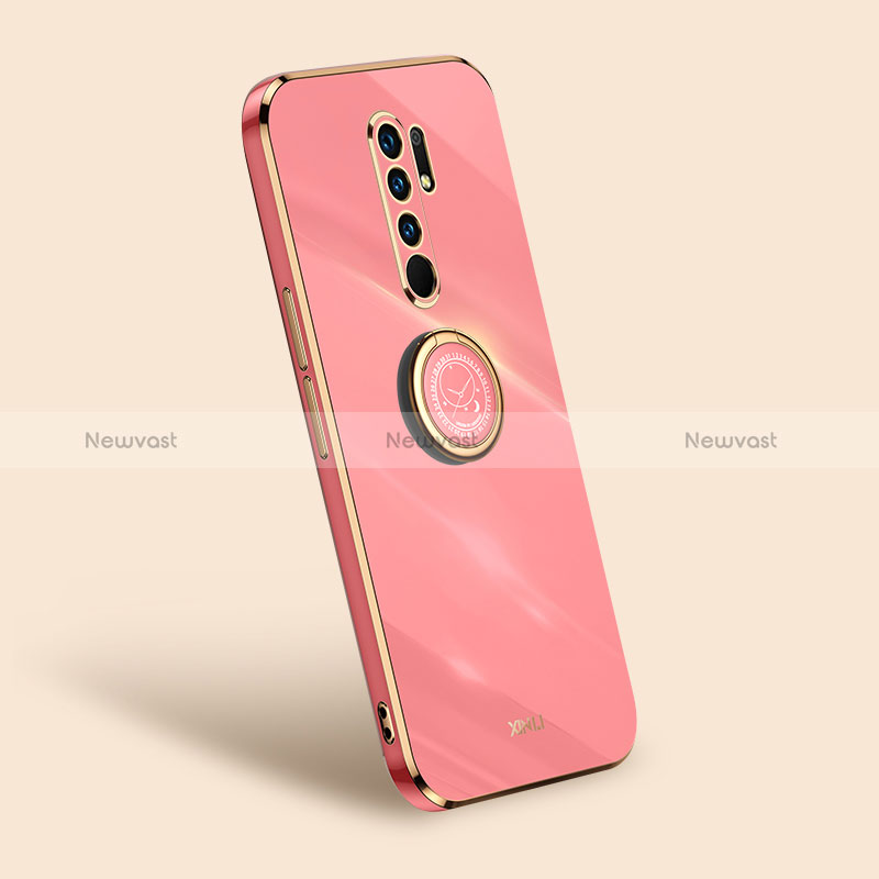 Ultra-thin Silicone Gel Soft Case Cover with Magnetic Finger Ring Stand XL1 for Xiaomi Poco M2 Hot Pink