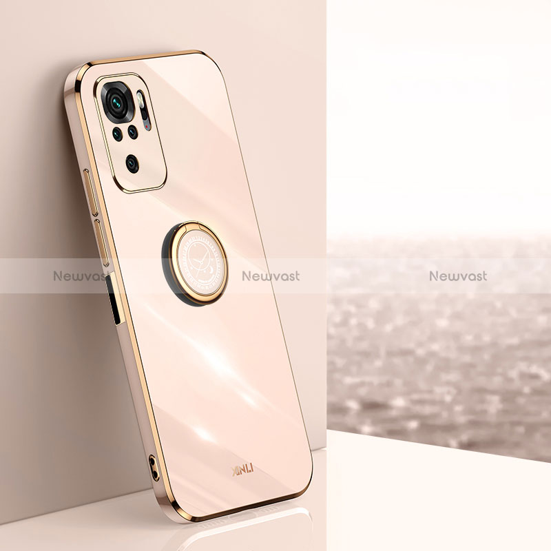 Ultra-thin Silicone Gel Soft Case Cover with Magnetic Finger Ring Stand XL1 for Xiaomi Poco M5S Gold