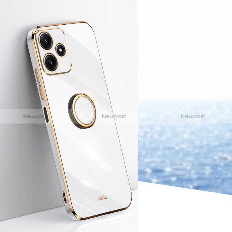 Ultra-thin Silicone Gel Soft Case Cover with Magnetic Finger Ring Stand XL1 for Xiaomi Poco M6 Pro 5G