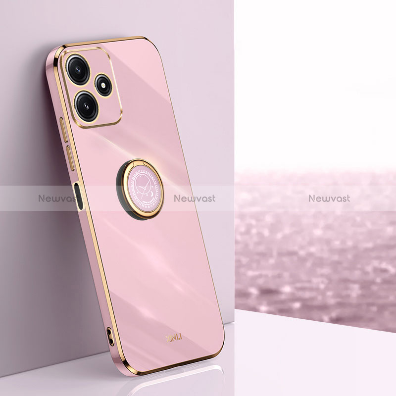 Ultra-thin Silicone Gel Soft Case Cover with Magnetic Finger Ring Stand XL1 for Xiaomi Poco M6 Pro 5G