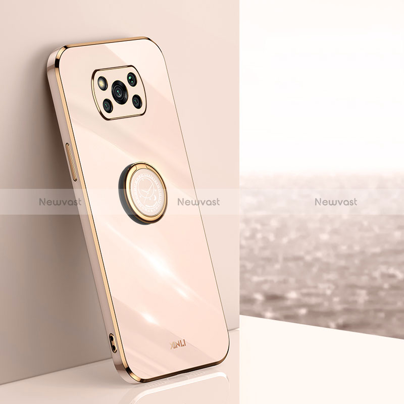 Ultra-thin Silicone Gel Soft Case Cover with Magnetic Finger Ring Stand XL1 for Xiaomi Poco X3 Pro