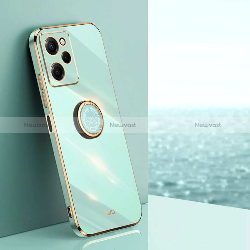 Ultra-thin Silicone Gel Soft Case Cover with Magnetic Finger Ring Stand XL1 for Xiaomi Poco X5 Pro 5G Green