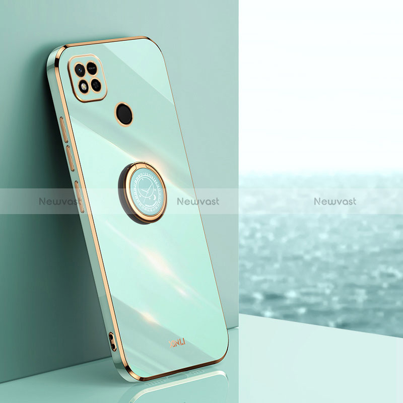 Ultra-thin Silicone Gel Soft Case Cover with Magnetic Finger Ring Stand XL1 for Xiaomi Redmi 10A 4G Green