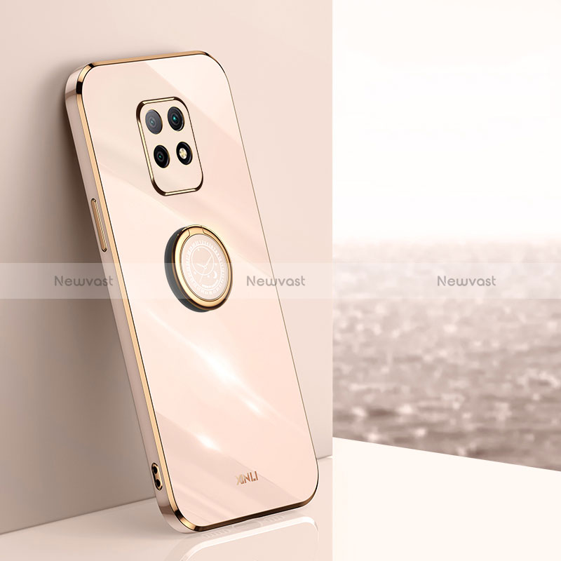 Ultra-thin Silicone Gel Soft Case Cover with Magnetic Finger Ring Stand XL1 for Xiaomi Redmi 10X Pro 5G Gold