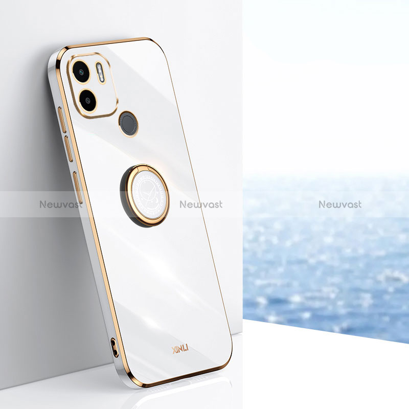 Ultra-thin Silicone Gel Soft Case Cover with Magnetic Finger Ring Stand XL1 for Xiaomi Redmi A1 Plus White
