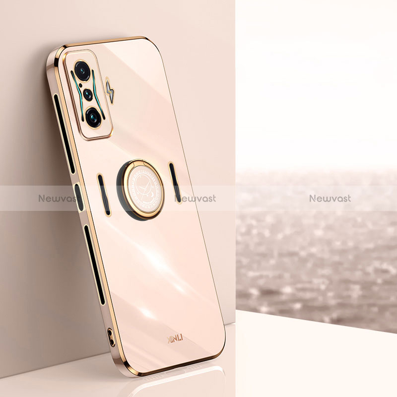 Ultra-thin Silicone Gel Soft Case Cover with Magnetic Finger Ring Stand XL1 for Xiaomi Redmi K50 Gaming 5G Gold