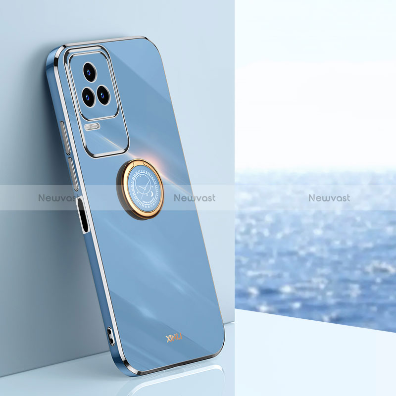 Ultra-thin Silicone Gel Soft Case Cover with Magnetic Finger Ring Stand XL1 for Xiaomi Redmi K50 Pro 5G Blue