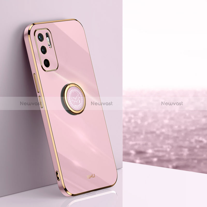 Ultra-thin Silicone Gel Soft Case Cover with Magnetic Finger Ring Stand XL1 for Xiaomi Redmi Note 10 5G