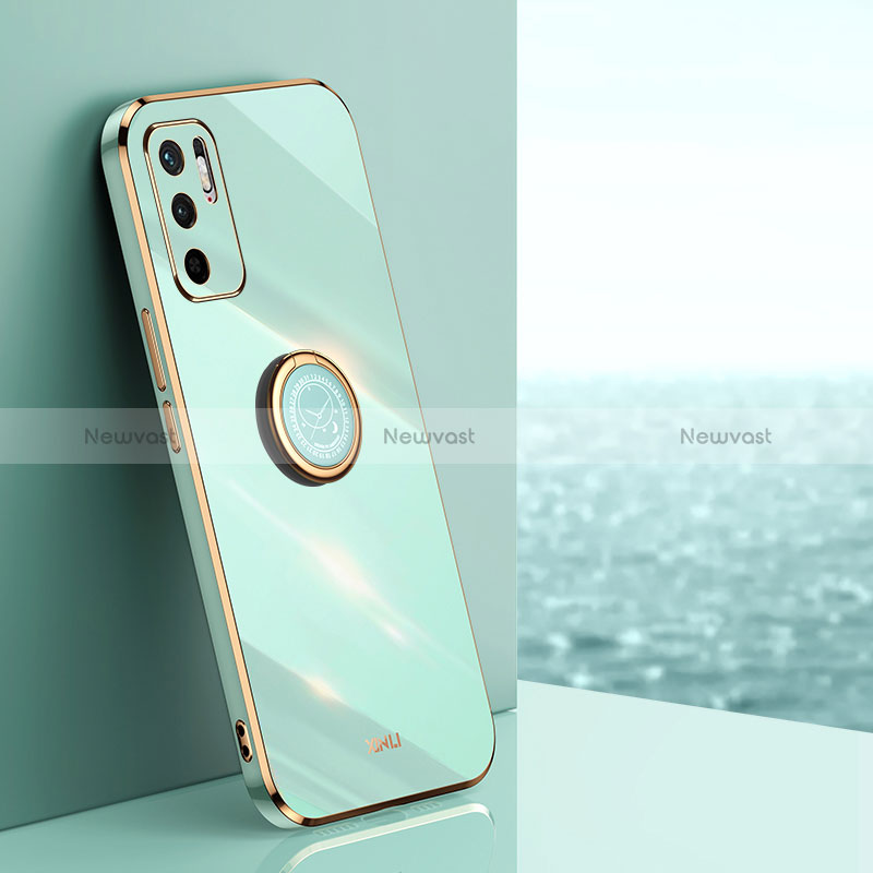 Ultra-thin Silicone Gel Soft Case Cover with Magnetic Finger Ring Stand XL1 for Xiaomi Redmi Note 10 5G