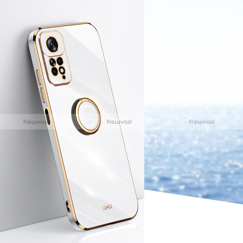 Ultra-thin Silicone Gel Soft Case Cover with Magnetic Finger Ring Stand XL1 for Xiaomi Redmi Note 11 Pro 5G White