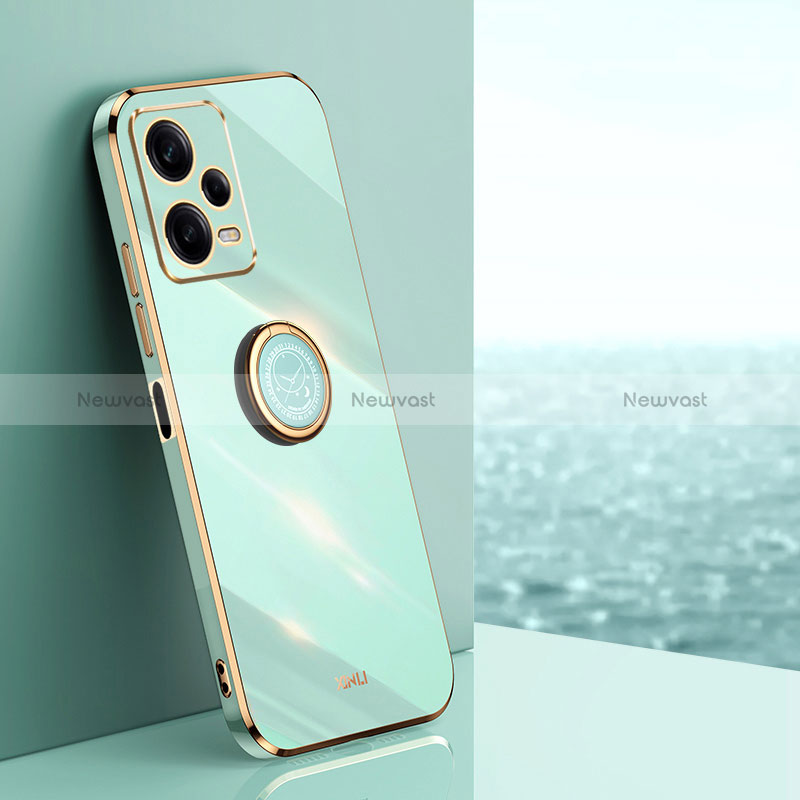 Ultra-thin Silicone Gel Soft Case Cover with Magnetic Finger Ring Stand XL1 for Xiaomi Redmi Note 12 Explorer Green