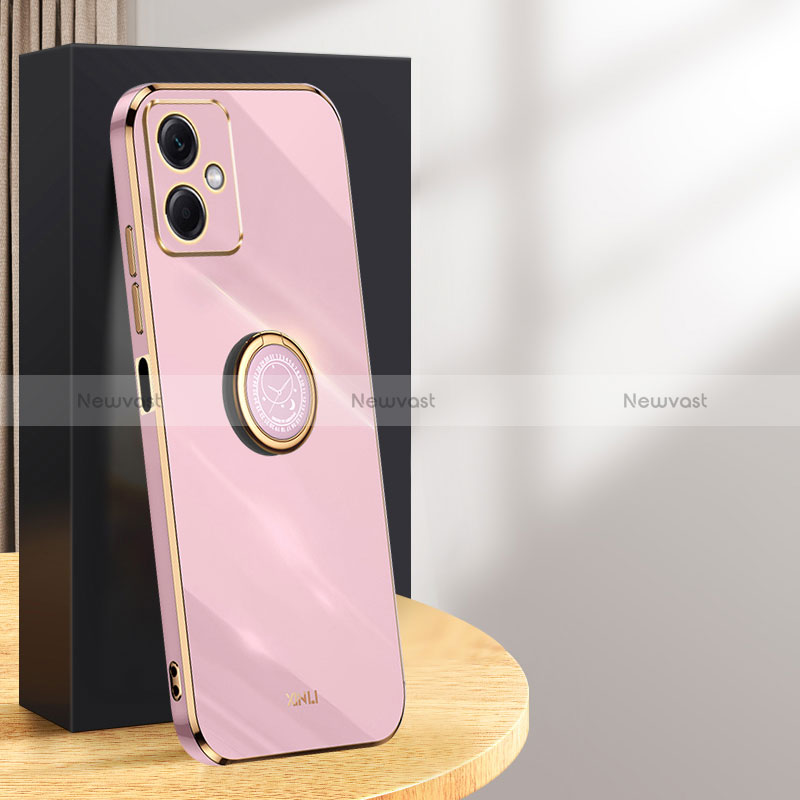 Ultra-thin Silicone Gel Soft Case Cover with Magnetic Finger Ring Stand XL1 for Xiaomi Redmi Note 12R Pro 5G Clove Purple