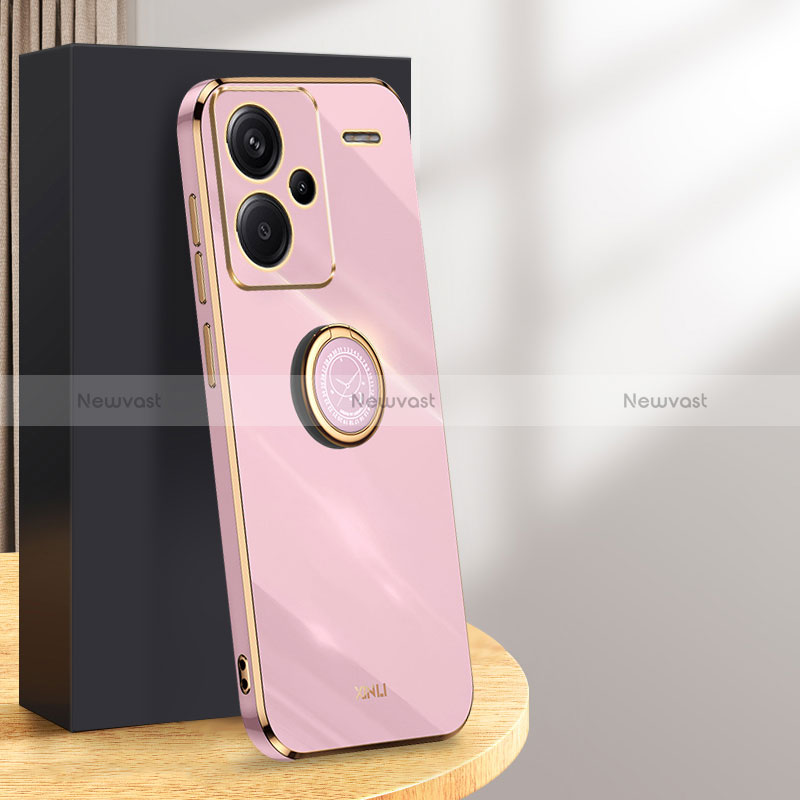 Ultra-thin Silicone Gel Soft Case Cover with Magnetic Finger Ring Stand XL1 for Xiaomi Redmi Note 13 Pro+ Plus 5G