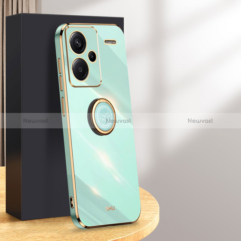 Ultra-thin Silicone Gel Soft Case Cover with Magnetic Finger Ring Stand XL1 for Xiaomi Redmi Note 13 Pro+ Plus 5G