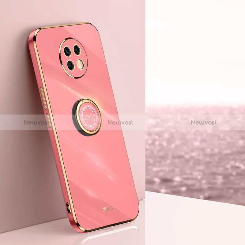 Ultra-thin Silicone Gel Soft Case Cover with Magnetic Finger Ring Stand XL1 for Xiaomi Redmi Note 9 5G