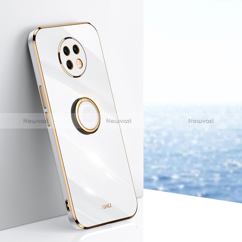 Ultra-thin Silicone Gel Soft Case Cover with Magnetic Finger Ring Stand XL1 for Xiaomi Redmi Note 9 5G