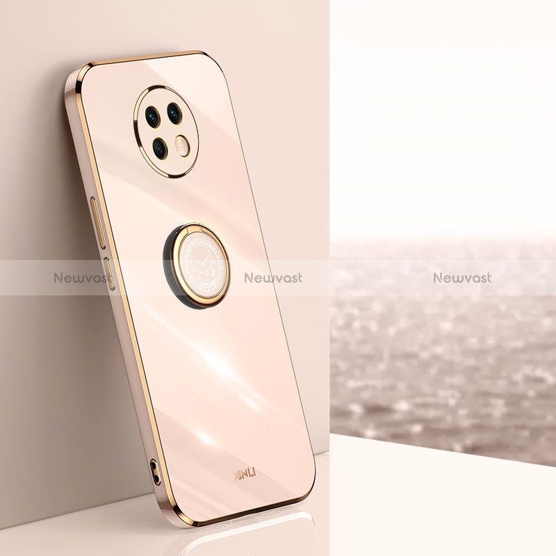 Ultra-thin Silicone Gel Soft Case Cover with Magnetic Finger Ring Stand XL1 for Xiaomi Redmi Note 9 5G