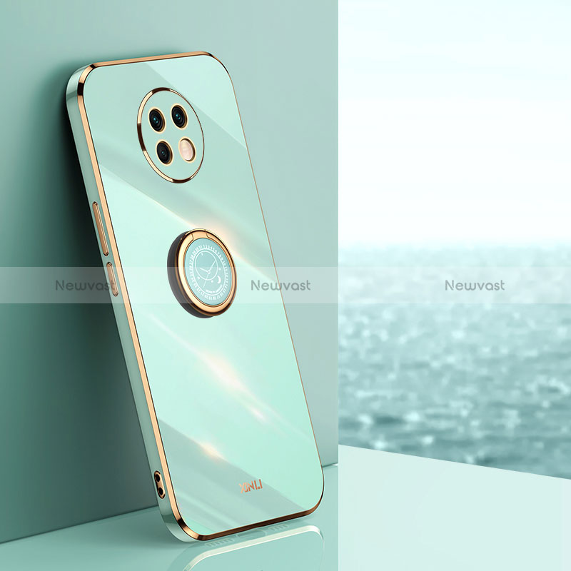 Ultra-thin Silicone Gel Soft Case Cover with Magnetic Finger Ring Stand XL1 for Xiaomi Redmi Note 9 5G