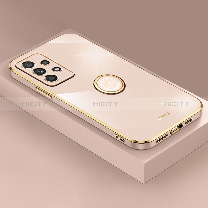 Ultra-thin Silicone Gel Soft Case Cover with Magnetic Finger Ring Stand XL2 for Samsung Galaxy A53 5G Gold