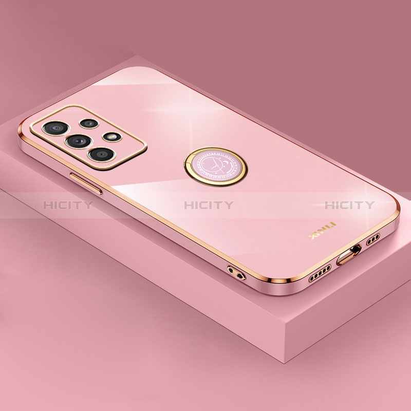 Ultra-thin Silicone Gel Soft Case Cover with Magnetic Finger Ring Stand XL2 for Samsung Galaxy A53 5G Rose Gold