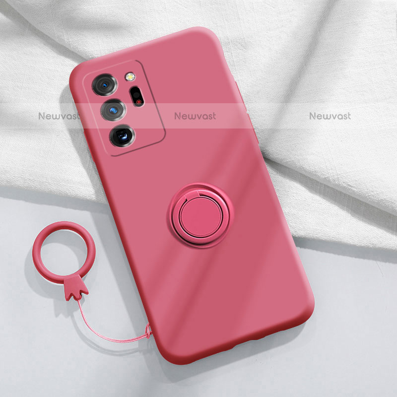 Ultra-thin Silicone Gel Soft Case Cover with Magnetic Finger Ring Stand YK1 for Samsung Galaxy Note 20 Ultra 5G