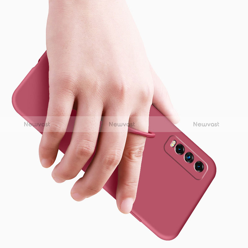 Ultra-thin Silicone Gel Soft Case Cover with Magnetic Finger Ring Stand YK1 for Vivo Y20a