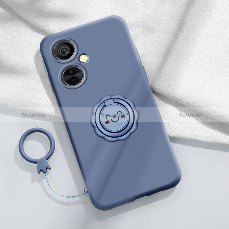 Ultra-thin Silicone Gel Soft Case Cover with Magnetic Finger Ring Stand Z01 for OnePlus Nord CE 3 5G