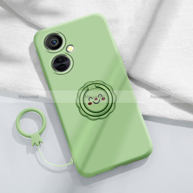 Ultra-thin Silicone Gel Soft Case Cover with Magnetic Finger Ring Stand Z01 for OnePlus Nord CE 3 5G