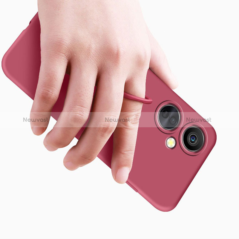 Ultra-thin Silicone Gel Soft Case Cover with Magnetic Finger Ring Stand Z01 for Oppo K11x 5G