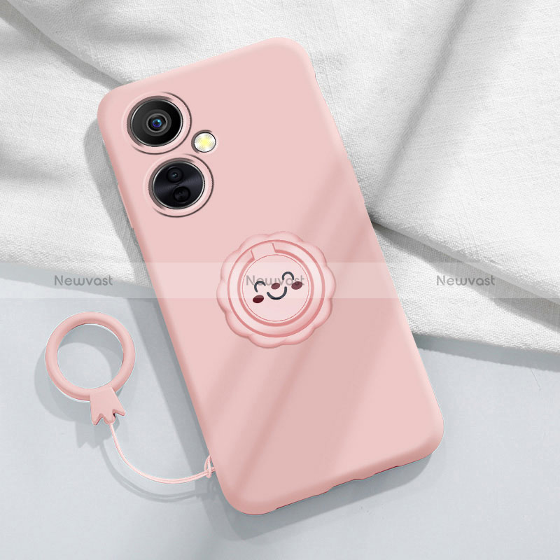 Ultra-thin Silicone Gel Soft Case Cover with Magnetic Finger Ring Stand Z01 for Oppo K11x 5G