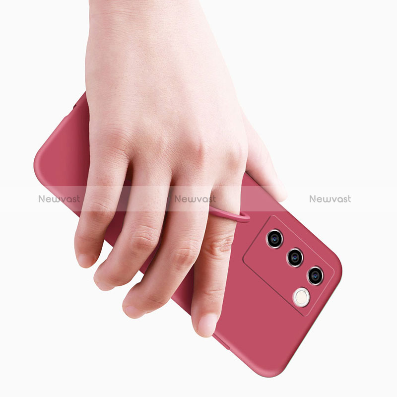 Ultra-thin Silicone Gel Soft Case Cover with Magnetic Finger Ring Stand Z01 for Vivo V27 Pro 5G