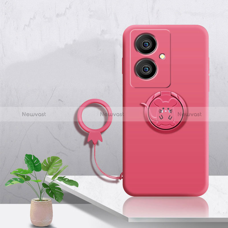 Ultra-thin Silicone Gel Soft Case Cover with Magnetic Finger Ring Stand Z01 for Vivo V29 Lite 5G