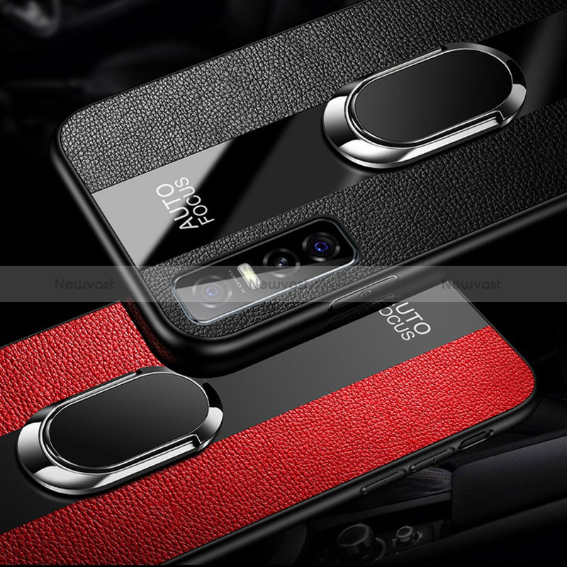 Ultra-thin Silicone Gel Soft Case Cover with Magnetic Finger Ring Stand Z01 for Vivo Y73s 5G