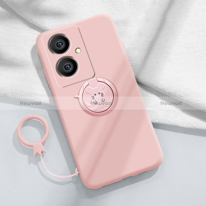 Ultra-thin Silicone Gel Soft Case Cover with Magnetic Finger Ring Stand Z01 for Vivo Y78 5G