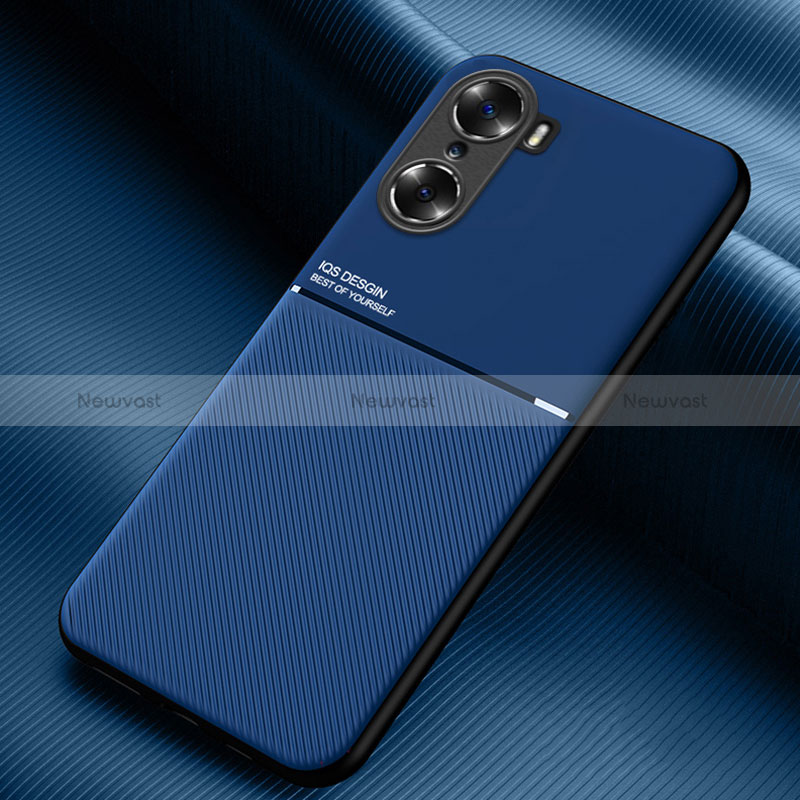 Ultra-thin Silicone Gel Soft Case Cover with Magnetic for Huawei Honor 60 Pro 5G Blue