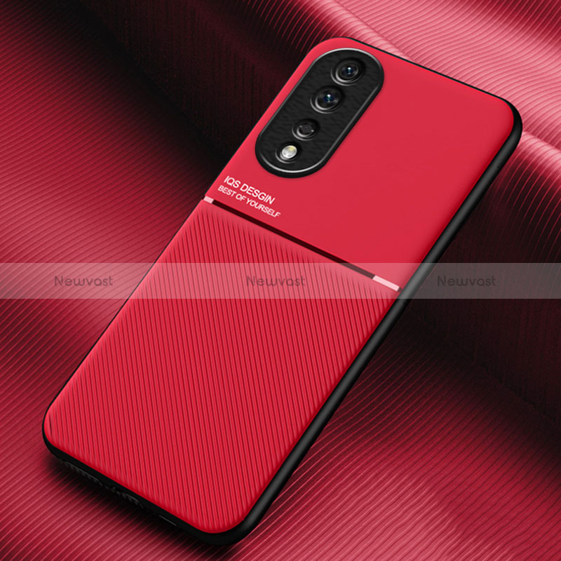 Ultra-thin Silicone Gel Soft Case Cover with Magnetic for Huawei Honor 80 Pro Flat 5G Red