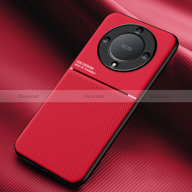 Ultra-thin Silicone Gel Soft Case Cover with Magnetic for Huawei Honor X9a 5G Red